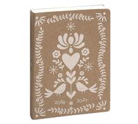 Exacompta 1801025E - Agenda Forum Kraft 12x17 cm - Journalier Août 2026 à Juillet 2027 - Folk blanc