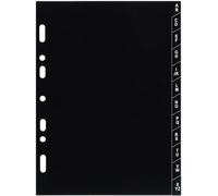Exacompta 18223E - Recharge Intercalaire Alphabétique de A à Z en plastique pour Organiseur Exatime 17 - 12 Feuillets - 10,5 x 17,2 cm - Coloris noir