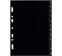 Exacompta - 18223E - Recharge intercalaires alphabétiques A-Z pour Organiseur Exatime 17 - 12 feuillets en plastique noir
