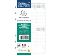 Exacompta - 18272E - Recharge Exatime 17 - 10,5 x 17,2 cm - Semainier Septembre 2024 à décembre 2025 - 16 mois