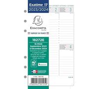 Exacompta - 18272E - Recharge Perforée - Exatime 17 - Dimension : 10,5 cm x 17,2 cm - 1 semaine sur 2 Pages - Septembre 2025 à Décembre 2026