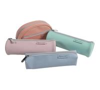 Exacompta - Réf. 52560E - Carton de 18 trousses AQUAREL - 6 rondes - 6 carrées - 6 ovales - en polyuréthane gomme toucher soft-touch - doublées en polyester - couleurs bleu corail, rose et vert