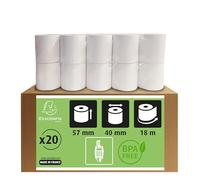 Exacompta Bobines thermiques Réf. 40761E 57 x 40 mm 55 g/m² sans phénol sans mandrin boîte 20 blanc