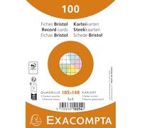 Exacompta 2000 Fiches Bristol 5x5 Sous Film 105x148 mm Assorties