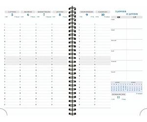Exacompta 20822E - Recharge agenda semainier de bureau Visuel Horizons 20S spiralé Carte noire - 15 x 21 cm - Janvier à décembre 2026 - Papier blanc