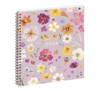 Exacompta Agenda de bureau Eurotime 22S spiralé int. recyclé sem. 12/2025–12/2026 18,5×22,5 cm Rose