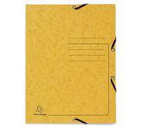 Exacompta Chemises à élastiques Réf. 55409E Carton 25 3 rabats Carte lustrée 355 g/m² 24x32 cm Jaune