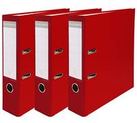 Exacompta - Lot de 3 classeurs à levier Réf. 918403SE - Dos 80 mm A4 - Polypropylène rouge