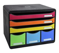 Exacompta 306798D Boîte à tiroirs Store-Box Maxi - A4+, horizontal, 6 tiroirs ouverts, noir/arlequin