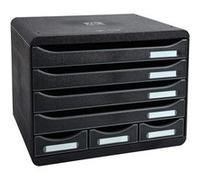 Exacompta - Caisson 7 tiroirs - STORE-BOX 307714D - 4 tiroirs A4+ et 3 MINI - Noir glossy