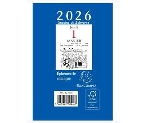 Exacompta 32103E - 1 Bloc Ephéméride Comique - Format 6,5 x 9,7 cm - Janvier 2026 à Décembre 2026