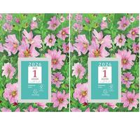 Exacompta 32152E - Bloc éphéméride neutre 6,5 x 9,7 cm - Sur plaque imprimée Fleurs 18 x 26 cm - 2026 - Visuel aléatoire (Lot de 2)