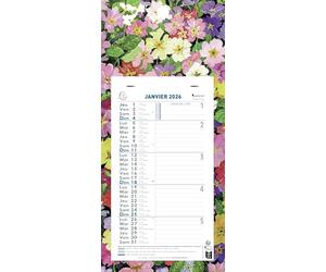 Exacompta 33115E - Calendrier mensuel avec feuillets détachables 15,5 x 28,5 cm - Sur support plaque imprimée Fleurs 19 x 41 cm - Janvier à décembre 2026 - Visuel aléatoire