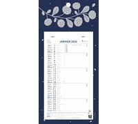 Exacompta 33205E - Calendrier mensuel avec feuillets détachables 13 x 23 cm - Sur carte illustrée Végétal 16 x 33 cm - Janvier à décembre 2026 - Coloris bleu