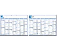 Exacompta 34202E - Calendrier semestriel Bicolore - 43 x 33,5 cm - Janvier 2026/2027 - Coloris bleu et gris (Lot de 2)