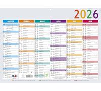 Exacompta - 34303E - Calendrier Multicolore - 22 x 29,5 cm - Semestriel 2026