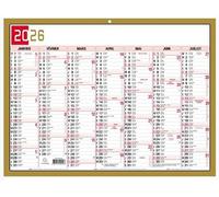 Exacompta - 34382E - Calendrier Mural - Thème Tricolore - 6 mois par face - Dimension 29,5 cm x 22 cm - Calendrier 12 mois de Janvier 2026 à Décembre 2026