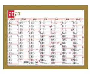 Exacompta - 34382E - Calendrier Mural - Thème Tricolore - 6 mois par face - Dimension 29,5 cm x 22 cm - Calendrier 12 mois de Janvier 2027 à Décembre 2027