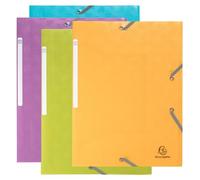 Exacompta - Réf. 55990E - Paquet de 4 chemises à élastiques Pop'NCo - pochettes 3 rabats - en polypropylène recyclé - dimensions 24 x 32 cm pour documents au format A4 - couleurs assorties
