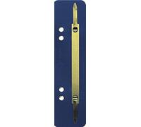 Exacompta 425007B Pack (avec 100 crochets en film PP à double perforation, couverture métallique pour documents DIN A4, 35 x 150 mm) Pack de 100 bleu foncé
