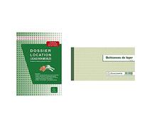 Exacompta - 44E - Dossier Location - Locaux Non Meublés & Réf. 40E - 1 Carnet à souche"Quittances de loyer" 50 feuillets - Format horizontal de la quittance 13x18,5 cm