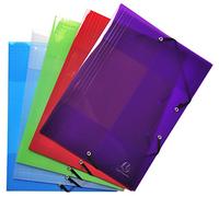 Exacompta Chemises à élastiques Crystal Réf.56701E - Pack 5 - 24x32 cm A4 - 3 rabats transparentes