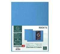 Exacompta 50 Chemises Rigides 2 rabats Rock"s Bleu