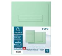 Exacompta Chemises 2 rabats JURA – en carte 240 grammes – Paquet de 50 vert