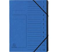 Exacompta 541202E Classeur à levier - 12 compartiments, A4, carton Colorspan, bleu
