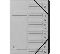 Exacompta 541211E Classeur à levier - 12 compartiments, A4, carton Colorspan, gris