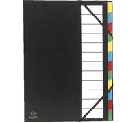 Exacompta - Réf. 55341E - Carton de 6 trieurs Ordonator - avec élastiques - couverture rigide en carton - onglets neutres - porte-étiquette - 9 compartiments - dim 23,5x 33,5 cm - pour A4 - noir