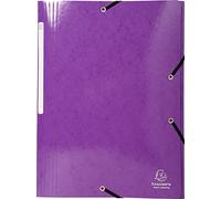 Exacompta 55926E Chemise à 3 rabats avec élastique IDERAMA 24x32 cm en carte lustrée pélliculée brillante 600g monobloc permet de contenir jusqu’à 3,5 cm de documents Coloris violet