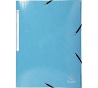 Exacompta 55927E Chemise à 3 rabats avec élastique IDERAMA 24x32 cm en carte lustrée pélliculée brillante 600g monobloc permet de contenir jusqu’à 3,5 cm de documents Coloris bleu clair