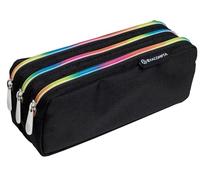 Exacompta - Réf. 52140E - Carton de 6 Trousses Rectangle Raibow - fourre-Tout 3 Compartiments pour séparer et Ranger Divers Accessoires et matériel d'écriture - Fermeture zippée Arc en Ciel - Noir