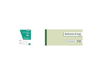 Exacompta 62E Kit dossier pour bail location meublée & Réf. 42E - 1 Carnet à souche "Quittances de loyer" 50 feuillets - Format horizontal de la quittance : 10,1x16,5 cm