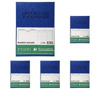 Exacompta 79E Brouillard Journalier piqué 27 x 19,5 cm 40 pages format Vertical/110 g/m² - Coloris aléatoire (Lot de 5)