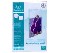 Exacompta 84858HD Porte-brochures mural autocollant pour DIN A4, format vertical en acrylique, transparent, peut également être vissé, pré-percé