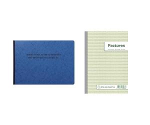 EXACOMPTA 9620E - Piqûre Journal des Recettes Dépenses des Professions Libérales - 27 x 38 cm & Réf. 3278E - 1 Manifold Factures avec mention TVA 21x14,8 cm avec 50 feuillets dupli