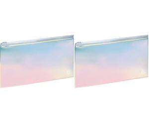 Exacompta 990570E - Pochette Plate zippée Iris - 22 x 12 cm - Coloris Iris (Lot de 2)