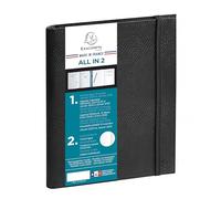 Exacompta - Agenda All in 2 Kaa 15x21cm - Janv 2027-2028 Noir | Carnet de note inclus, Ouverture EasySlim, Fermeture élastique, Porte stylo, Papier Clairefontaine, Fabriqué en France