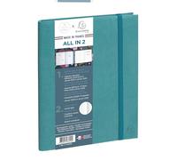 Exacompta - Agenda All in 2 - Mini Labo 15x21cm - Janv 2026-2028 Vert | Carnet de note inclus, Ouverture EasySlim, Fermeture élastique, Porte stylo, Papier Clairefontaine, Fabriqué en France