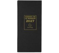 Exacompta - Agenda Banquier long Euro et cents Journalier 16x34cm 2027 Noir | 1 jour sur 2 pages, Papier Clairefontaine, Sans horaire, Avec récapitulatif recettes et dépenses, Fabriqué en France