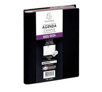 Exacompta - Agenda Scolaire Journalier Campus - Format 12 x 17 cm - Août 2026 à Juillet 2027 - Couverture Jaquette Noir