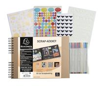 Exacompta Album photo spiralé Réf.16802E kraft à personnaliser – 70 pages noires – kit d'accessoires