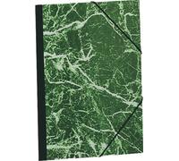 Exacompta Carton à dessin Réf. 651E – papier marbré verni, élastiques, dos toilé, 52 x 67 cm, vert