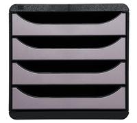 Exacompta Module de classement Big Box 4 tiroirs – corps noir, tiroirs argent
