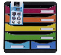 Exacompta Caisson BIG-BOX MAXI Réf. 312798D 4 tiroirs pour document A4+ et 2 petits tiroirs Arlequin