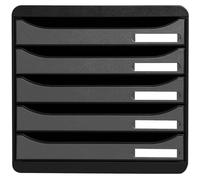 Exacompta Big Box PLUS - Caisson 5 tiroirs noir/argent pour documents A4+