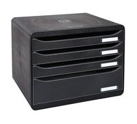 Exacompta Big-Box Plus Horizon EcoBlack - Caisson 4 tiroirs A4+ (1 maxi) - Noir, format paysage compact