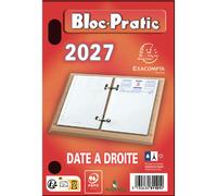 Exacompta Bloc éphéméride – Date à droite – 2026 – 8,2 x 12 cm – Rouge